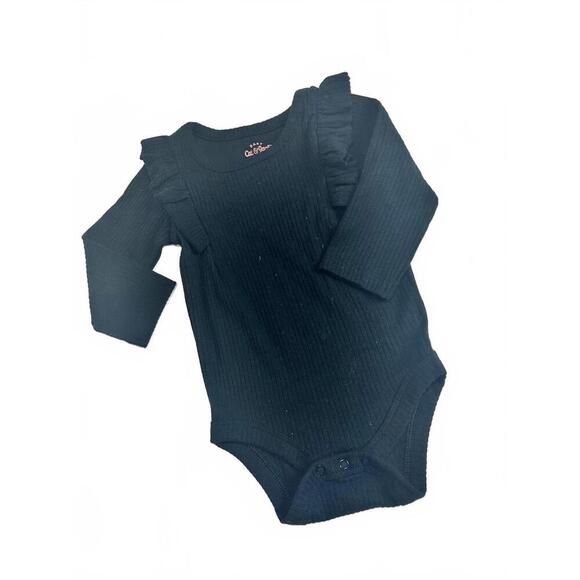 Cute Cat & Jack Black Ruffle Baby BodysuiT- Size 3M-6M - Picture 1 of 5
